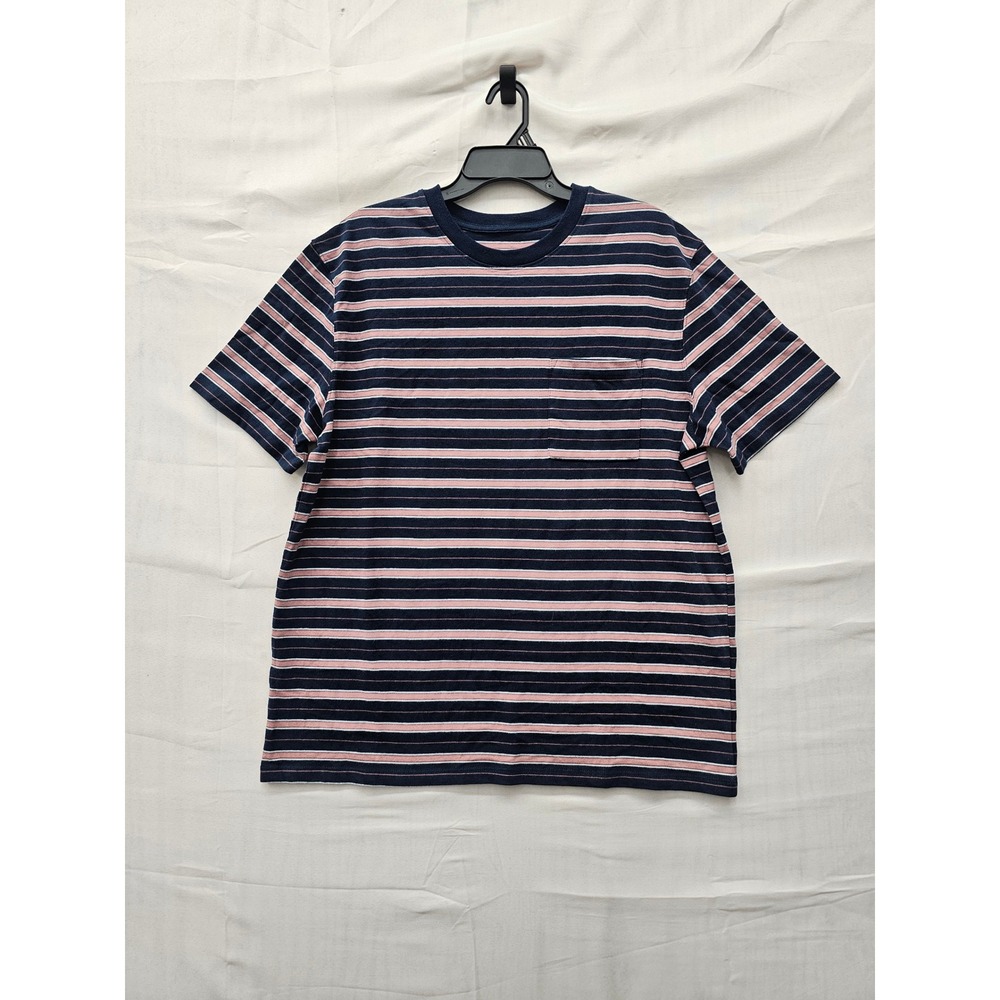Goodfellow & Co Mens Vintage Pocket T-Shirt Blue Cotton Striped Size Large